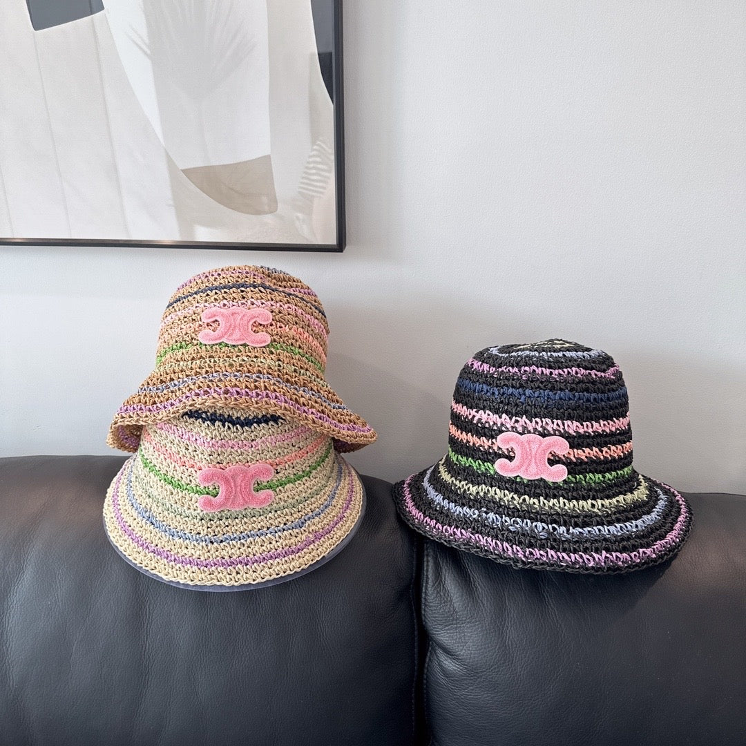 celine straw bucket hats