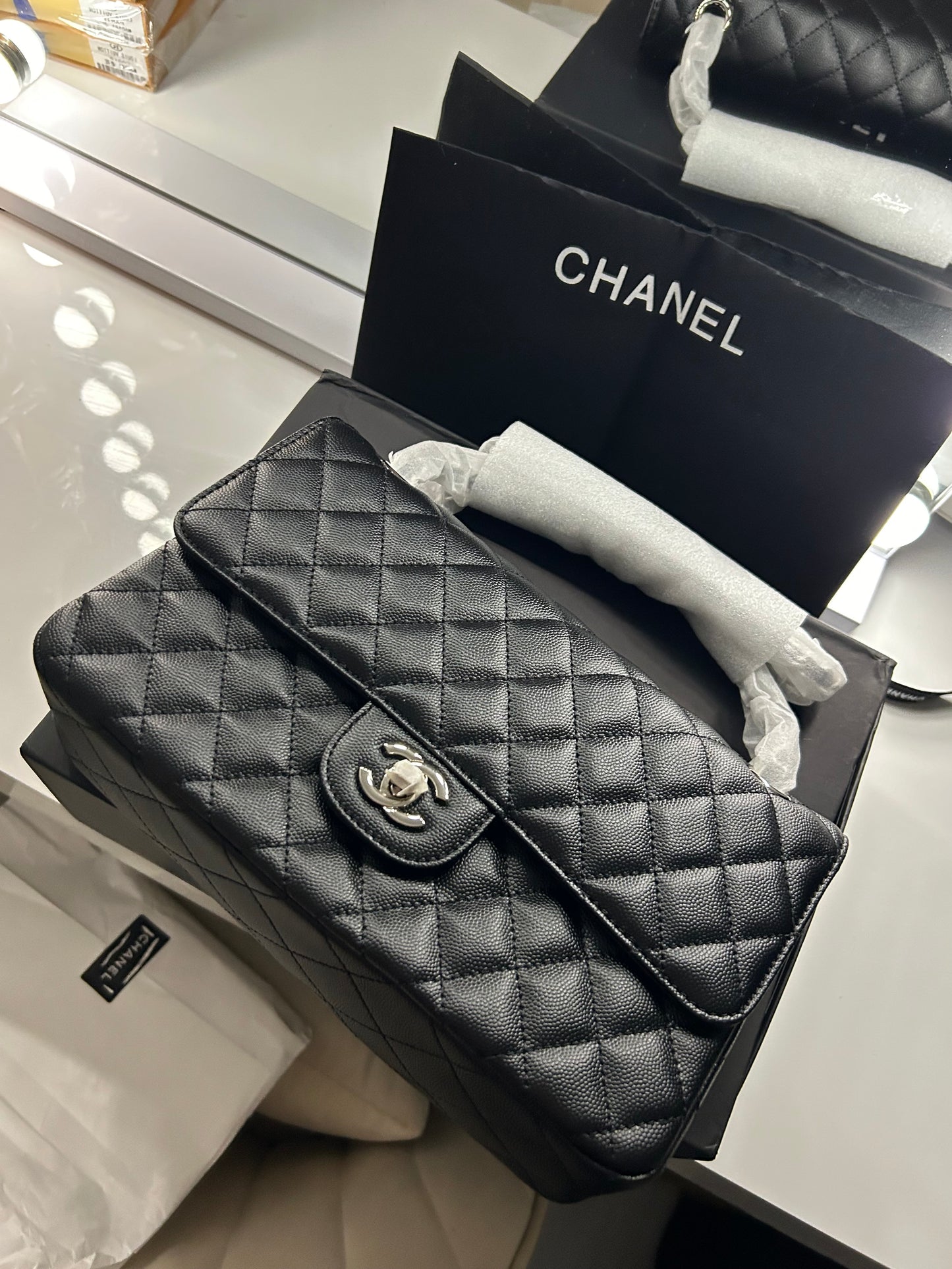 Classic Chanel Bag - silver chain