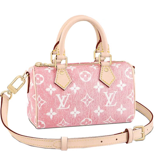 louis vuitton pink denim speedy