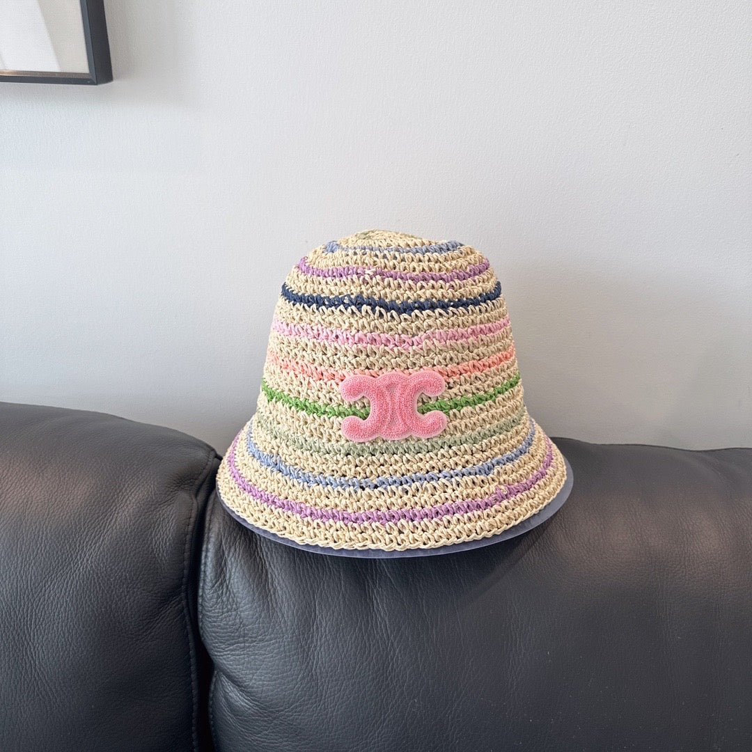 celine straw bucket hats