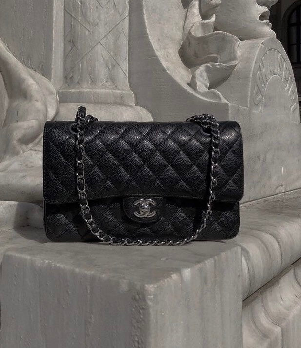 chanel classic bag - silver chain