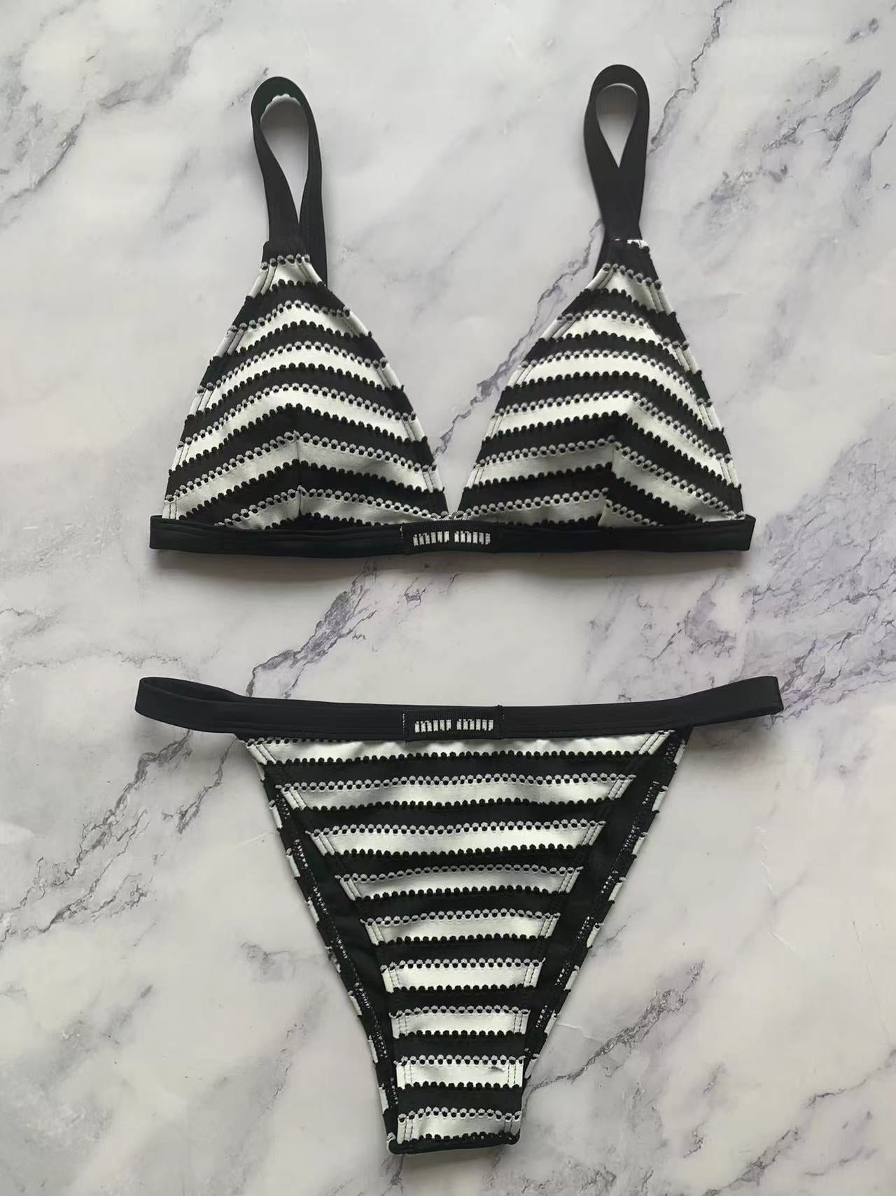 miu stripe bikini set