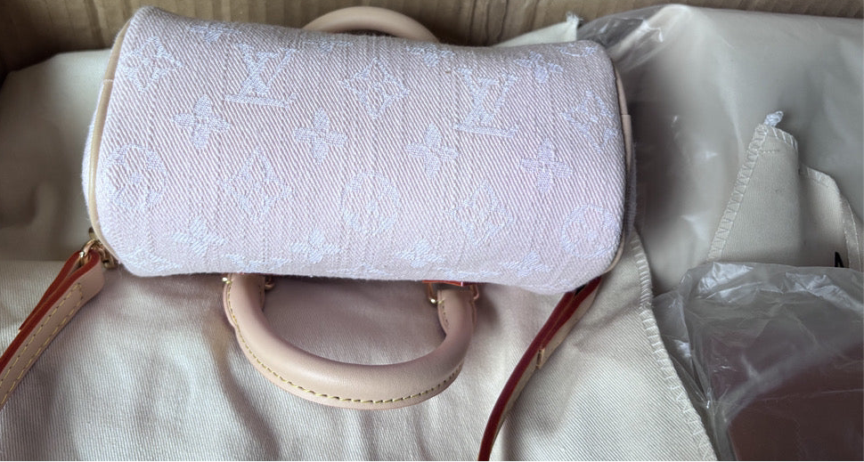 louis vuitton pink denim speedy